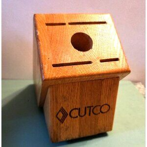 Cutco 5 Slot Knife Block Holder Honey Oak Slight Wear Vtg FAST SHIP